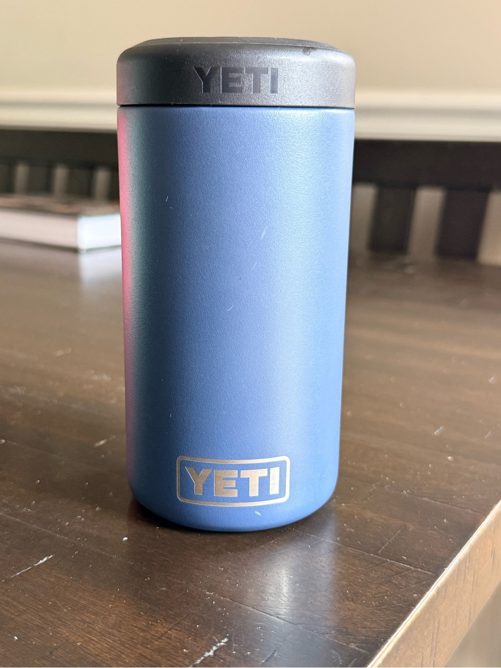 Yeti Blue Stainless Steel Tumbler with Dark Gray Lid